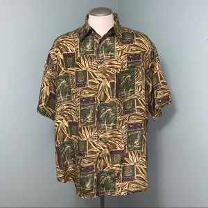 ROUNDTREE & YORKE men’s size XLT tropical Hawaiian 100% silk button down shirt